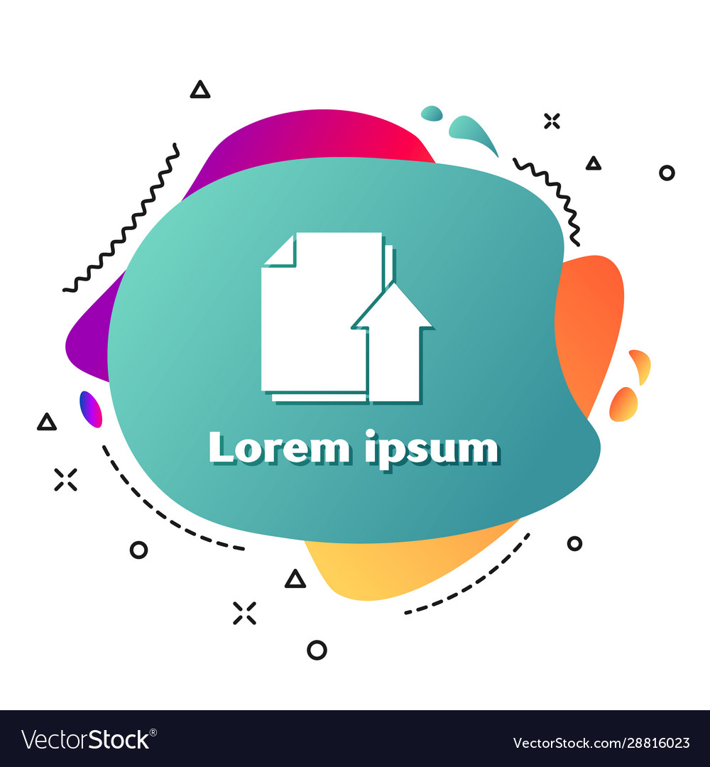 White upload file document icon isolated on vector image White upload file document icon isolated on