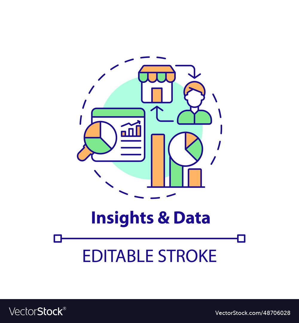 2d colorful thin linear icon insights and data