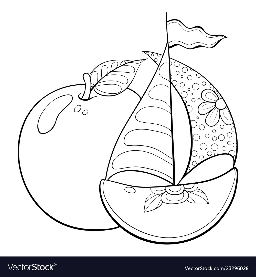 Adult coloring bookpage apples image Royalty Free Vector