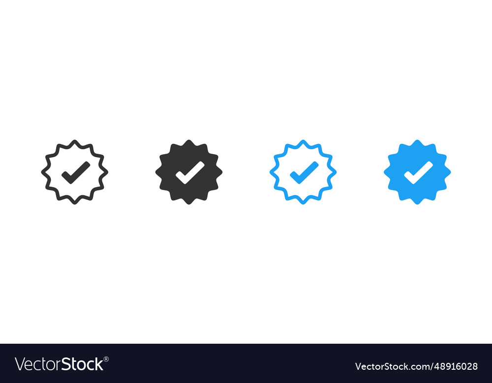 Blue checkmark verification icon set check mark