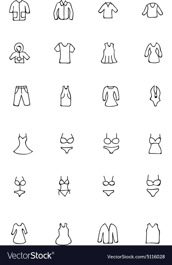 Clothes hand drawn doodle icons 1 Royalty Free Vector Image