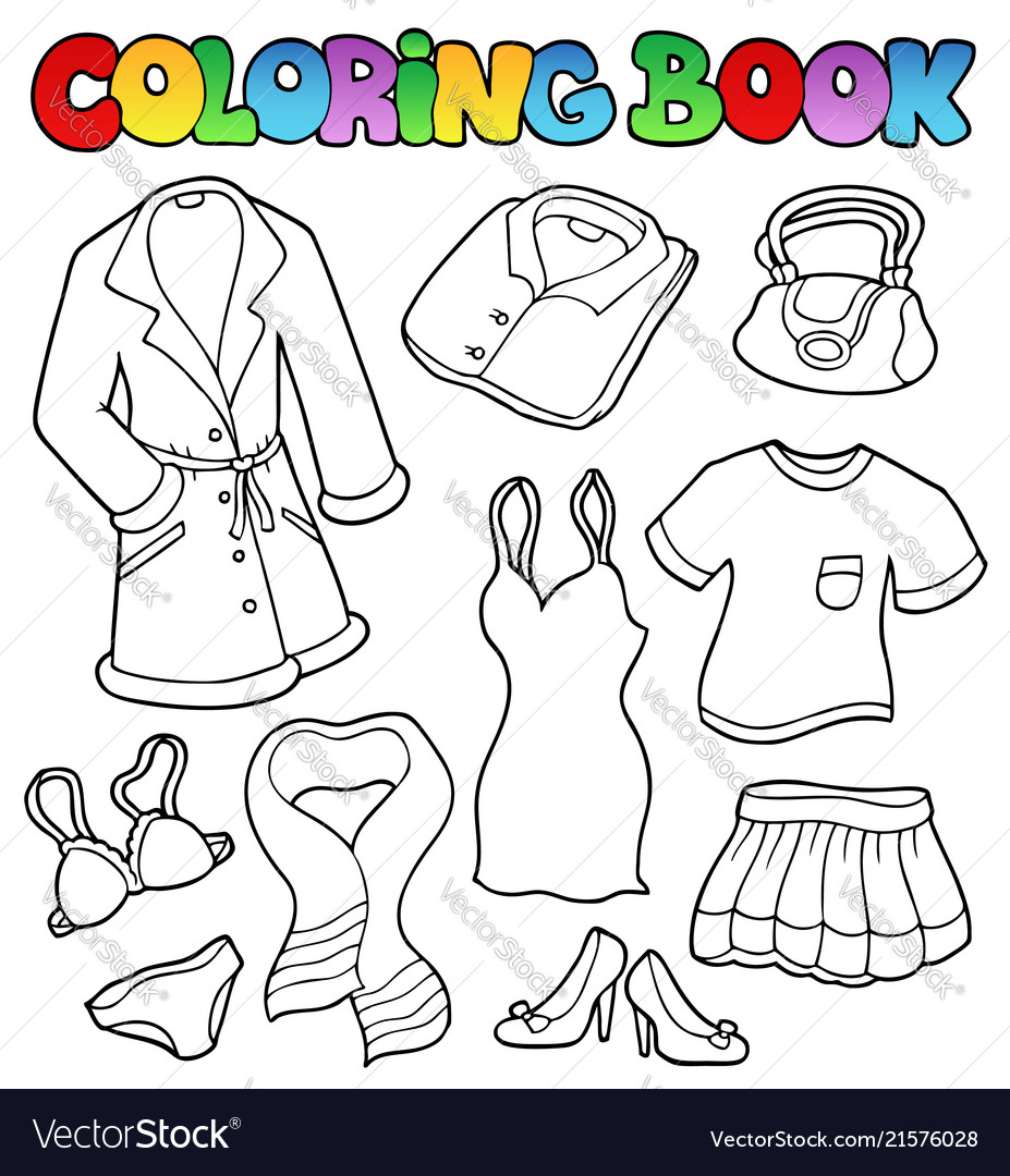 Coloring book dress collection 1 Royalty Free Vector Image