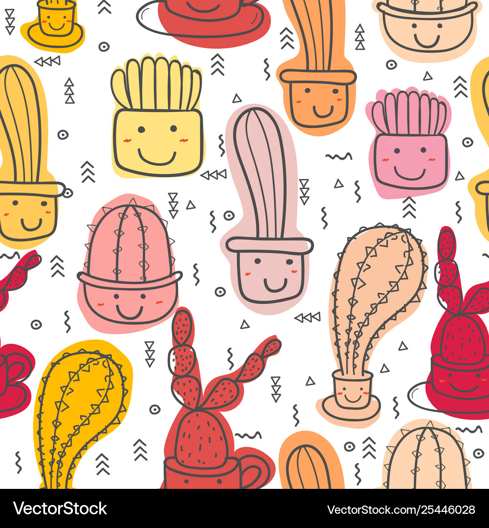 Cute seamless cactus pattern background Royalty Free Vector