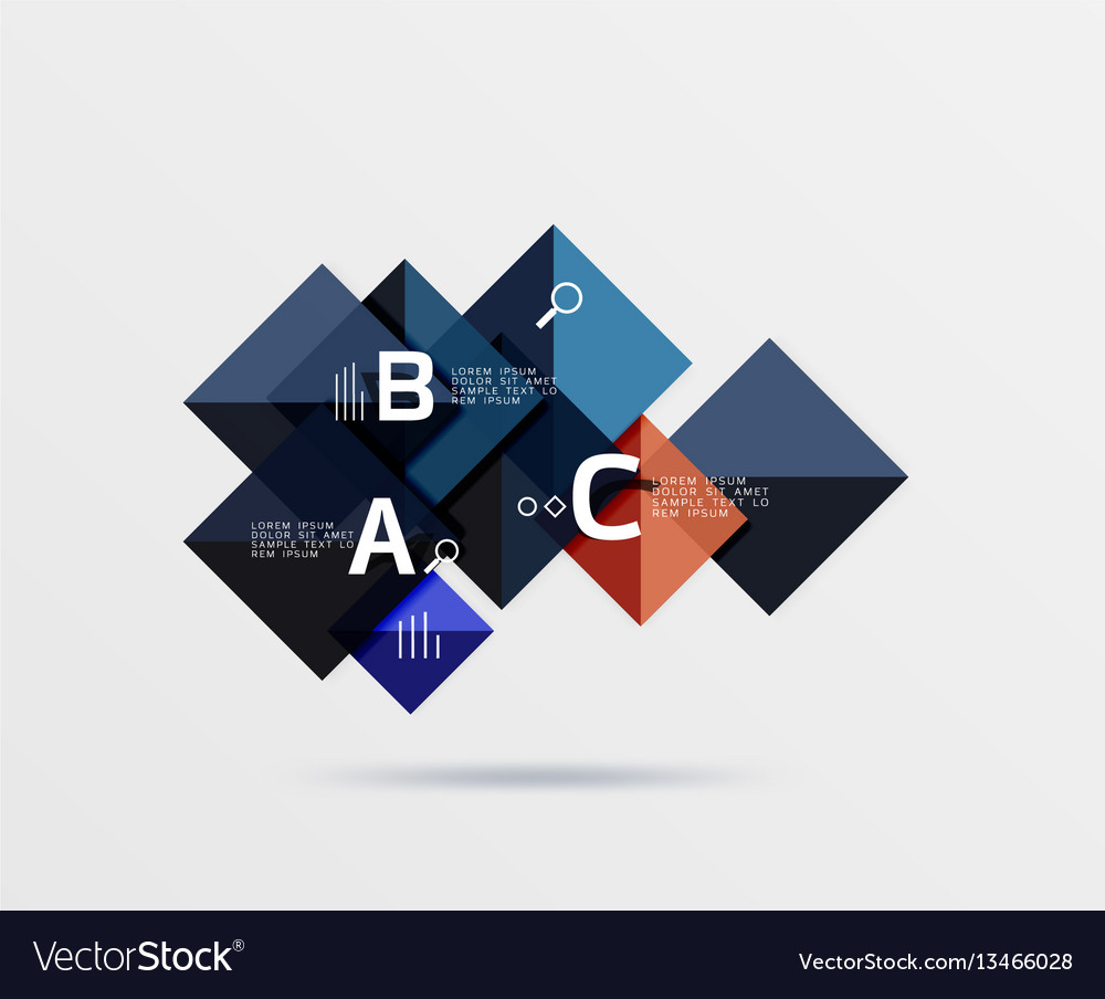 Glossy squares with text abstract geometric