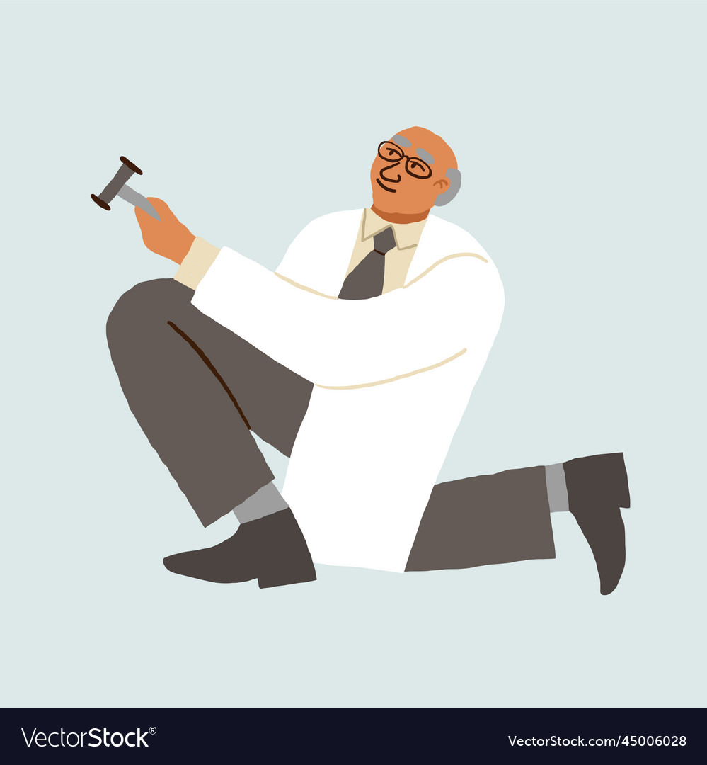Male neurologist character with hammer vector image Male neurologist character with hammer