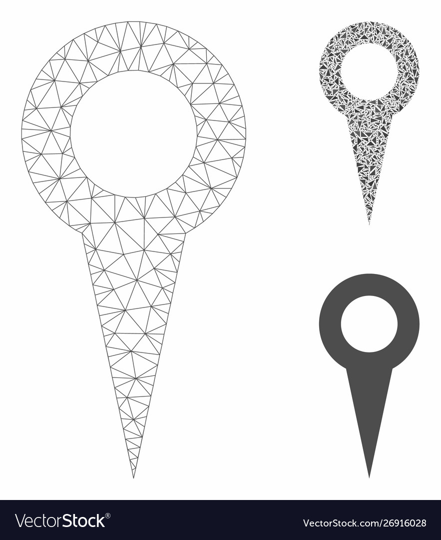 Map marker mesh 2d model and triangle vector image Map marker mesh 2d model and triangle
