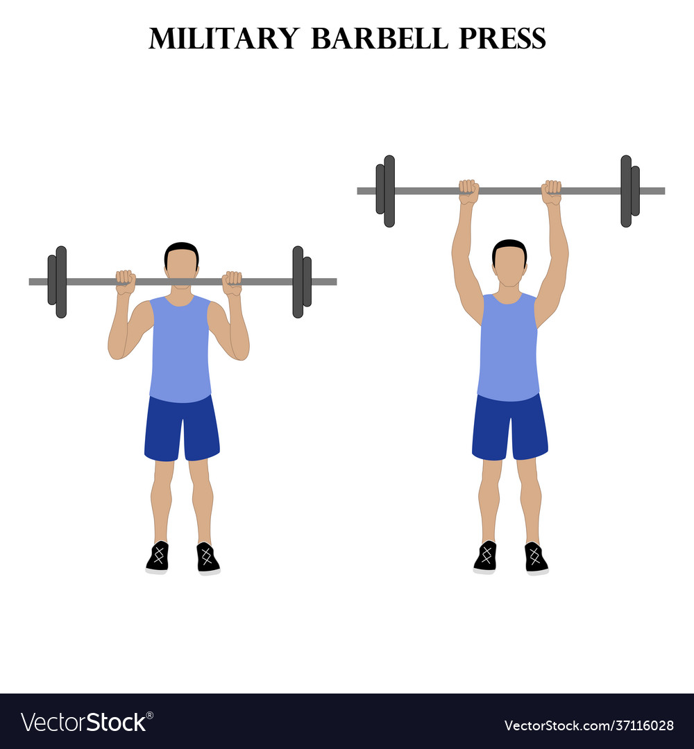 Military barbell press exercise strength workout