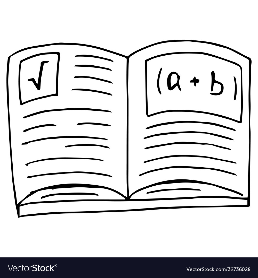 Notebook with formulas open textbook a book Vector Image Notebook with formulas open textbook a book