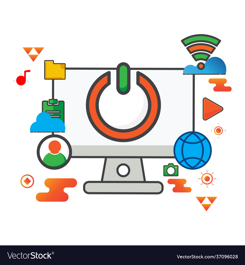 Power computer flat icon can use vector image Power computer flat icon can use