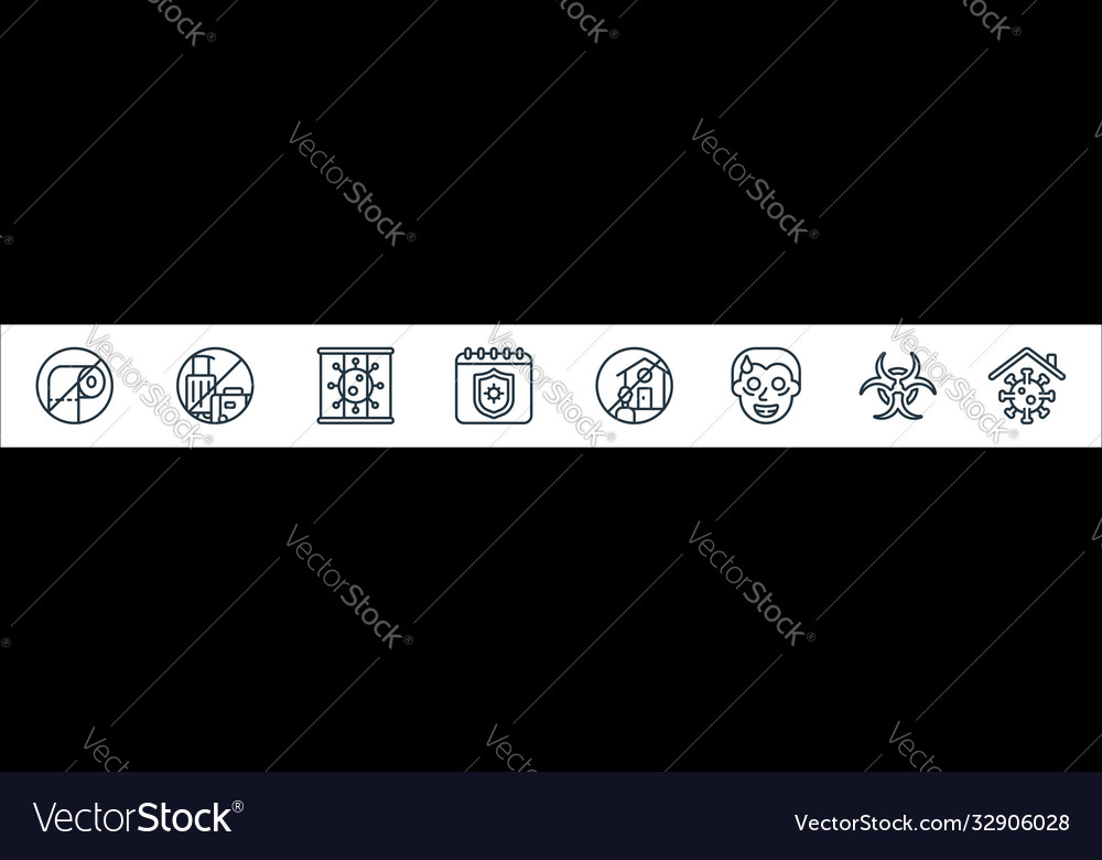 Self isolation line icons linear set quality vector image Self isolation line icons linear set quality