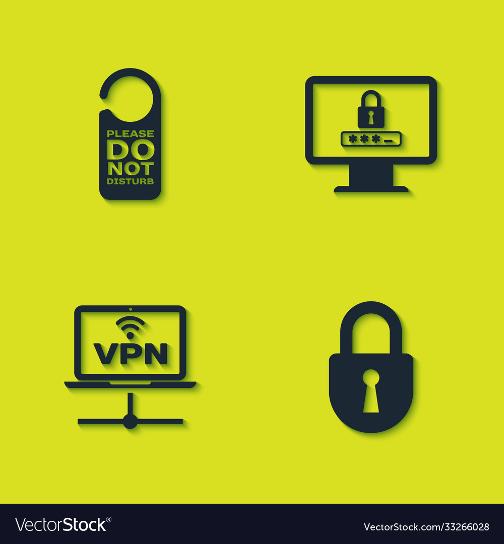 Set please do not disturb lock vpn computer vector image Set please do not disturb lock vpn computer