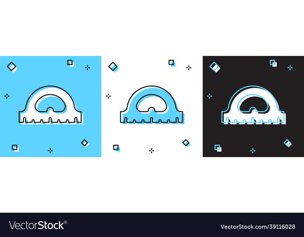 Set protractor grid for measuring degrees icon vector image Set protractor grid for measuring degrees icon