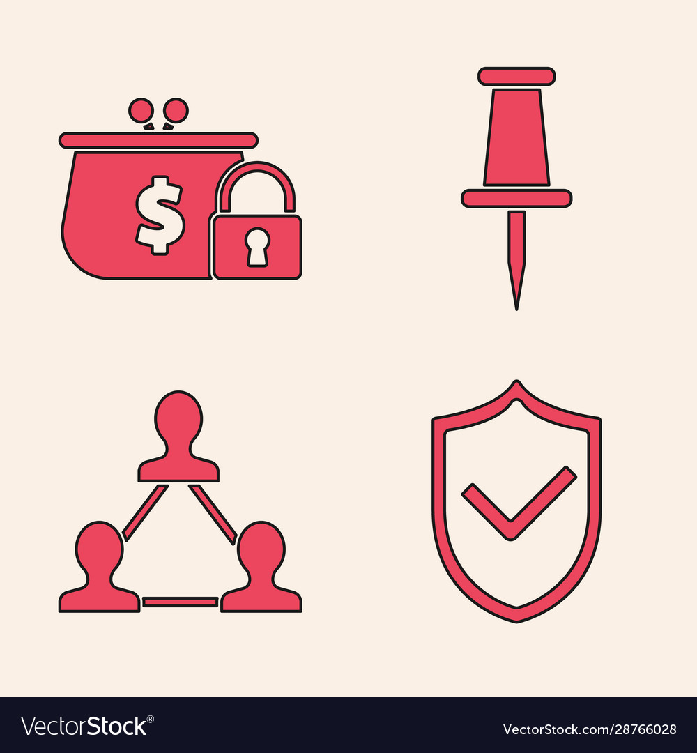 Set shield with check mark closed wallet