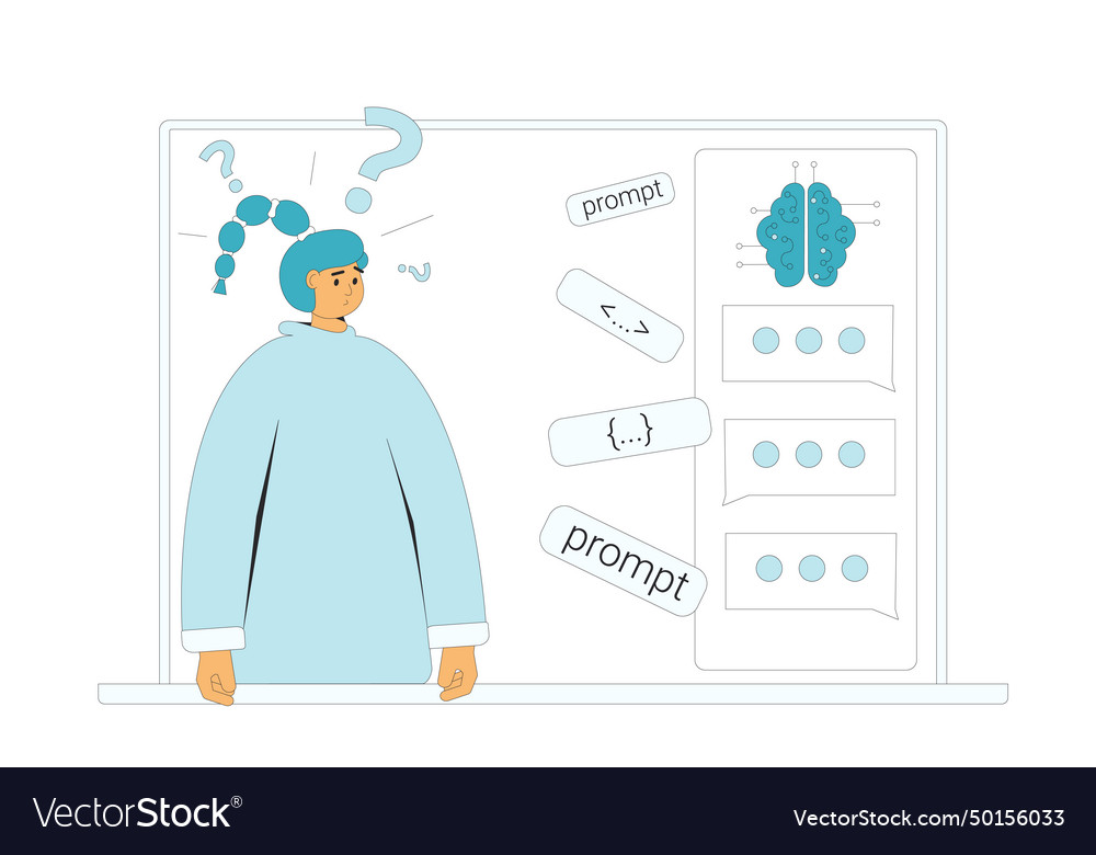 Artificial intelligence confusing prompt vector image Artificial intelligence confusing prompt