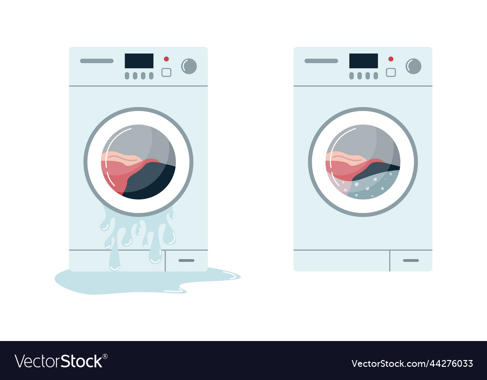 Broken and repaired washing machine vector image Broken and repaired washing machine