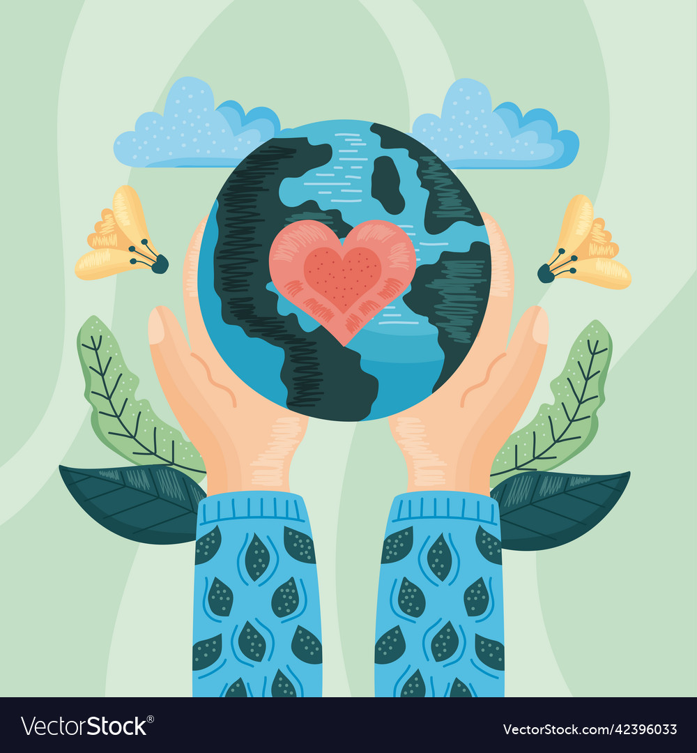 Ecology hands lifting earth Royalty Free Vector Image
