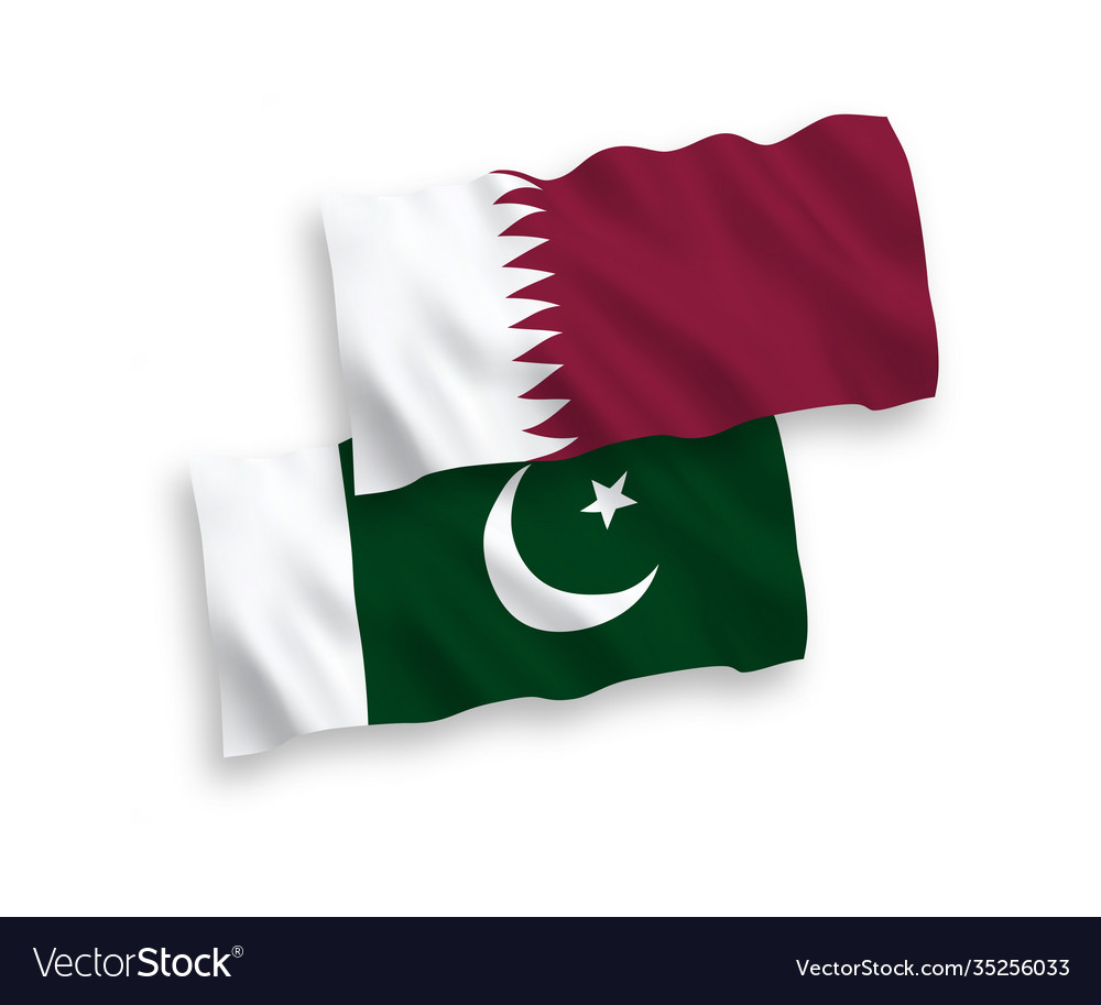 Flags qatar and pakistan on a white background Vector Image