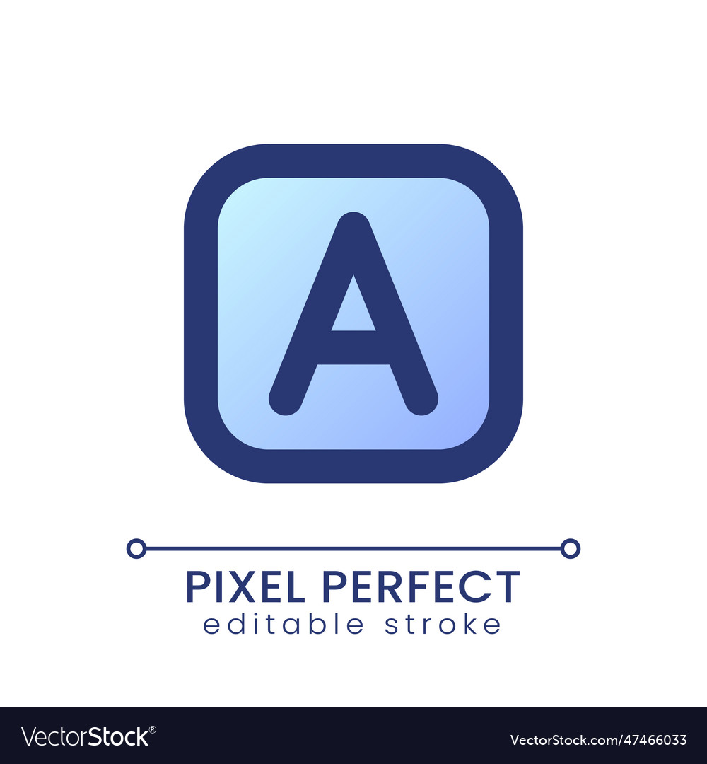Font style pixel perfect gradient fill ui icon vector image Font style pixel perfect gradient fill ui icon