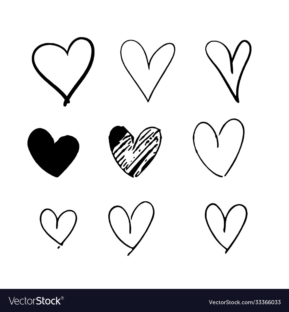 Hearts set different style and shape vector image Hearts set different style and shape