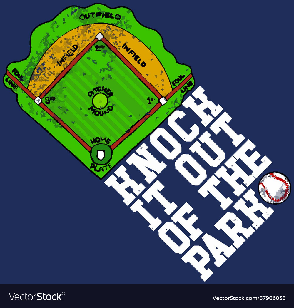 Funny baseball design knock it out park Royalty Free Vector