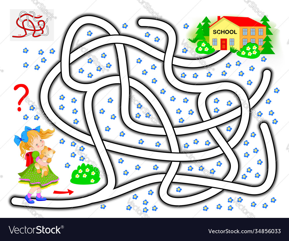 Logical puzzle game with labyrinth for children Vector Image