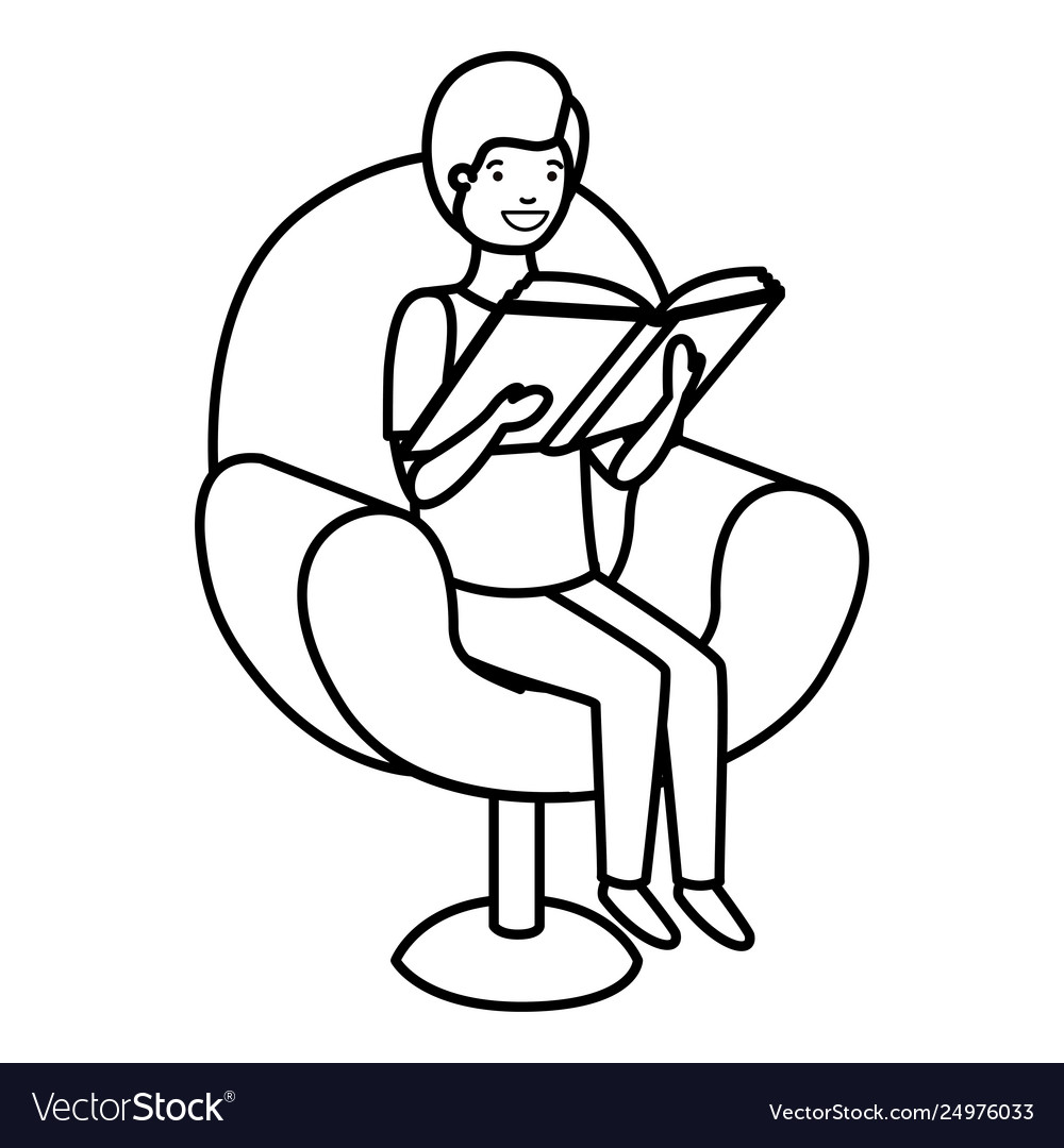 Man reading book in sofa avatar character Vector Image Man reading book in sofa avatar character
