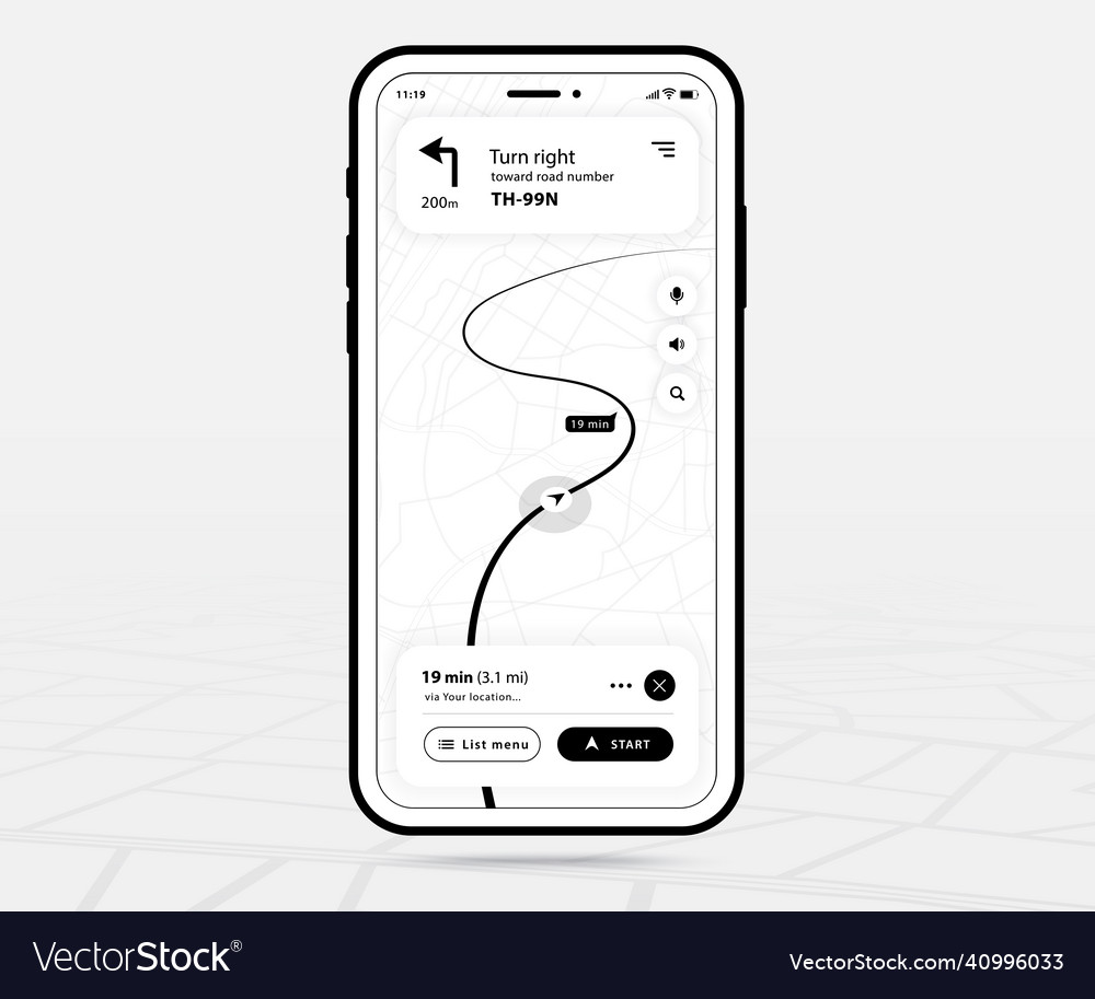 Map gps navigation ux ui outline smartphone vector image Map gps navigation ux ui outline smartphone