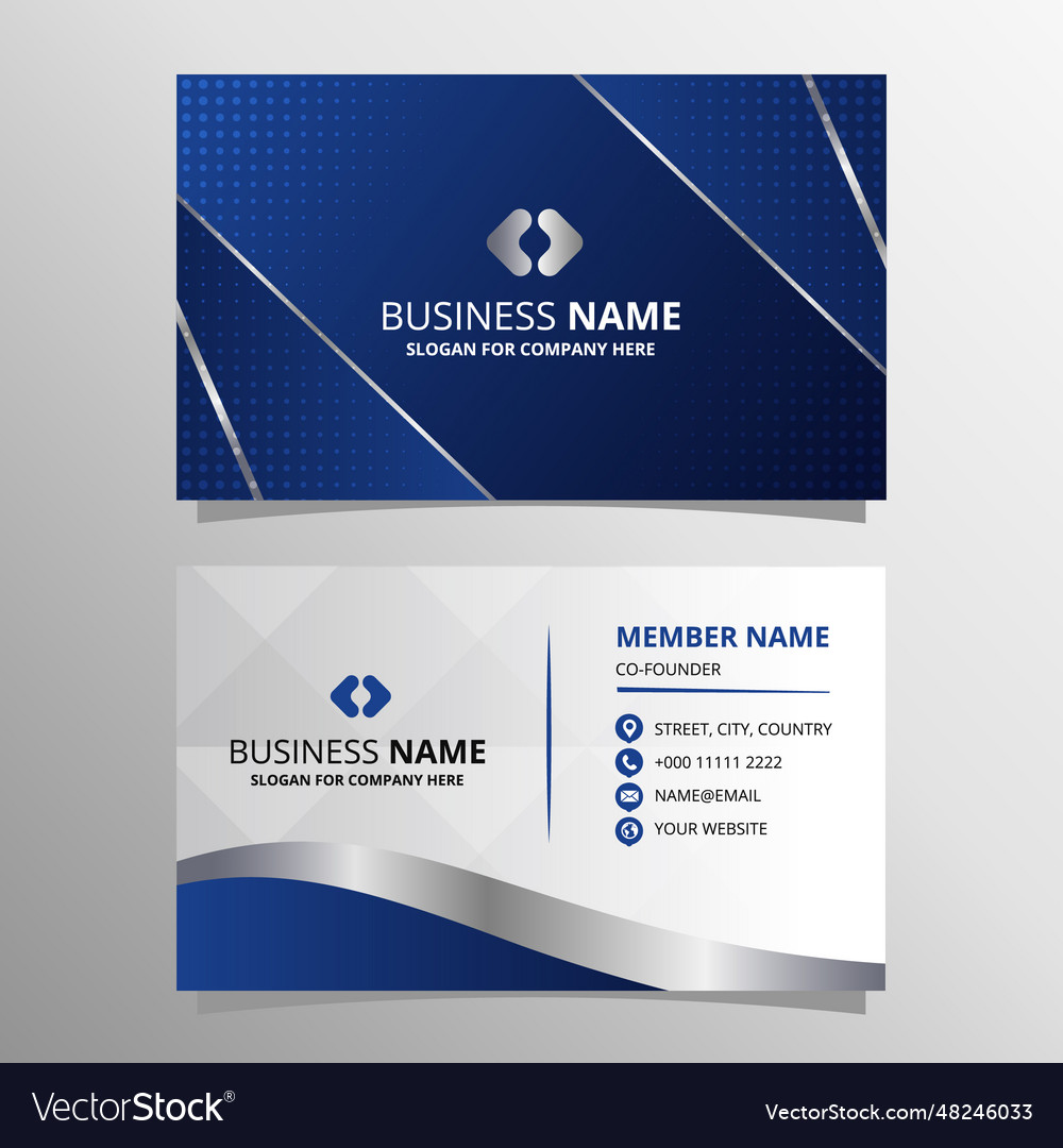 Modern flat dark blue background business card Vector Image