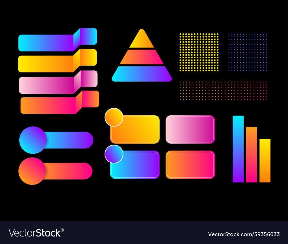 Neon gradient chart infographic element