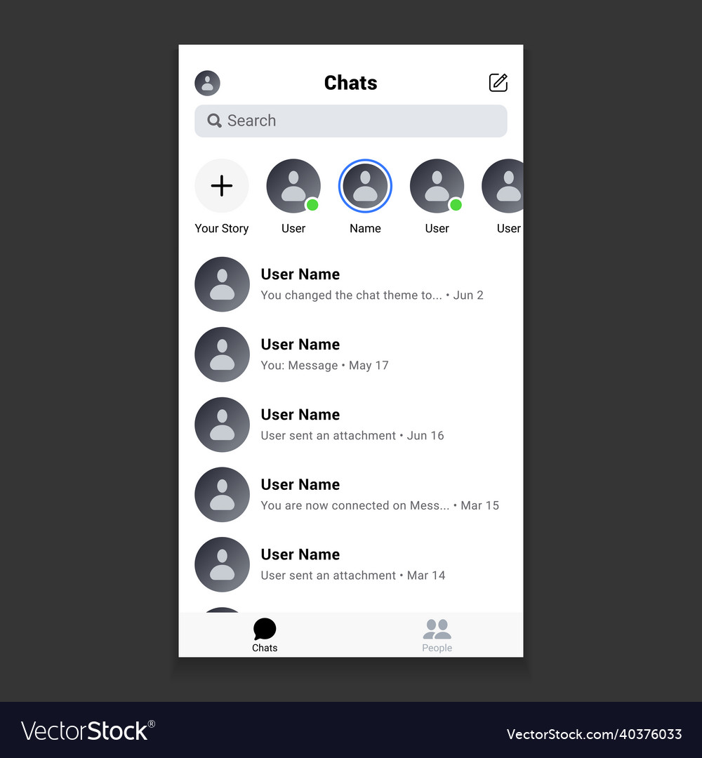 Screen interface in social media application vector image Screen interface in social media application
