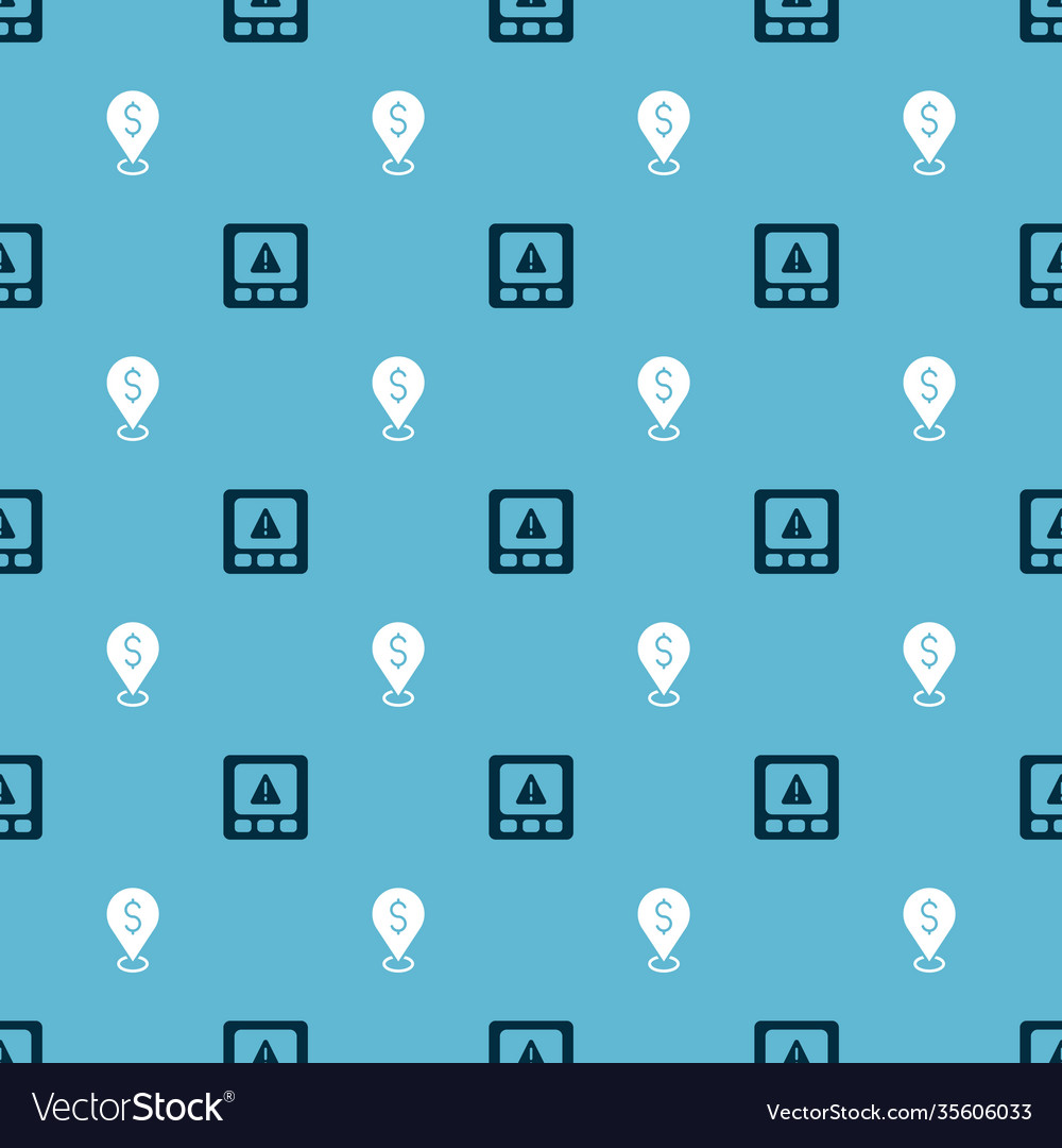 Set gps device error and cash location on seamless vector image Set gps device error and cash location on seamless