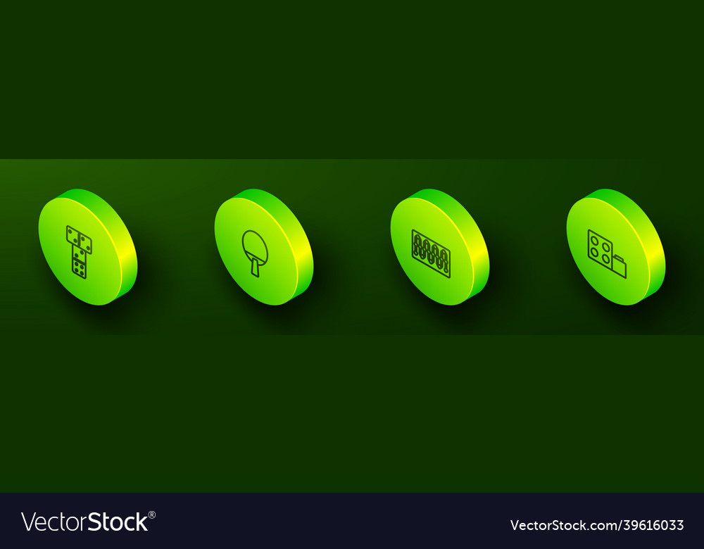 Set isometric line domino racket board game Vector Image Set isometric line domino racket board game