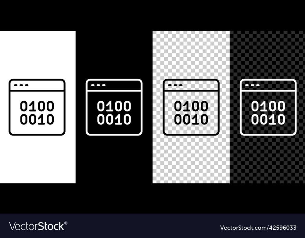 Set line binary code icon isolated on black vector image Set line binary code icon isolated on black