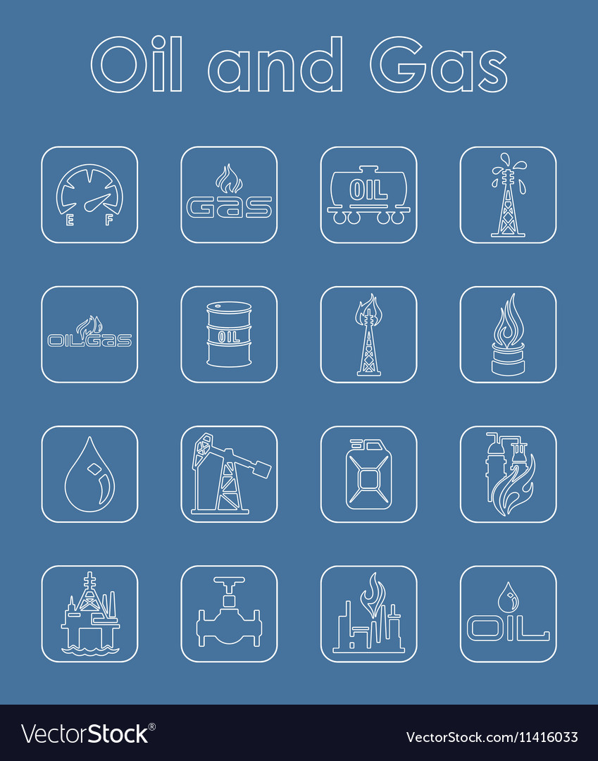 Set of oil and gas simple icons Royalty Free Vector Image