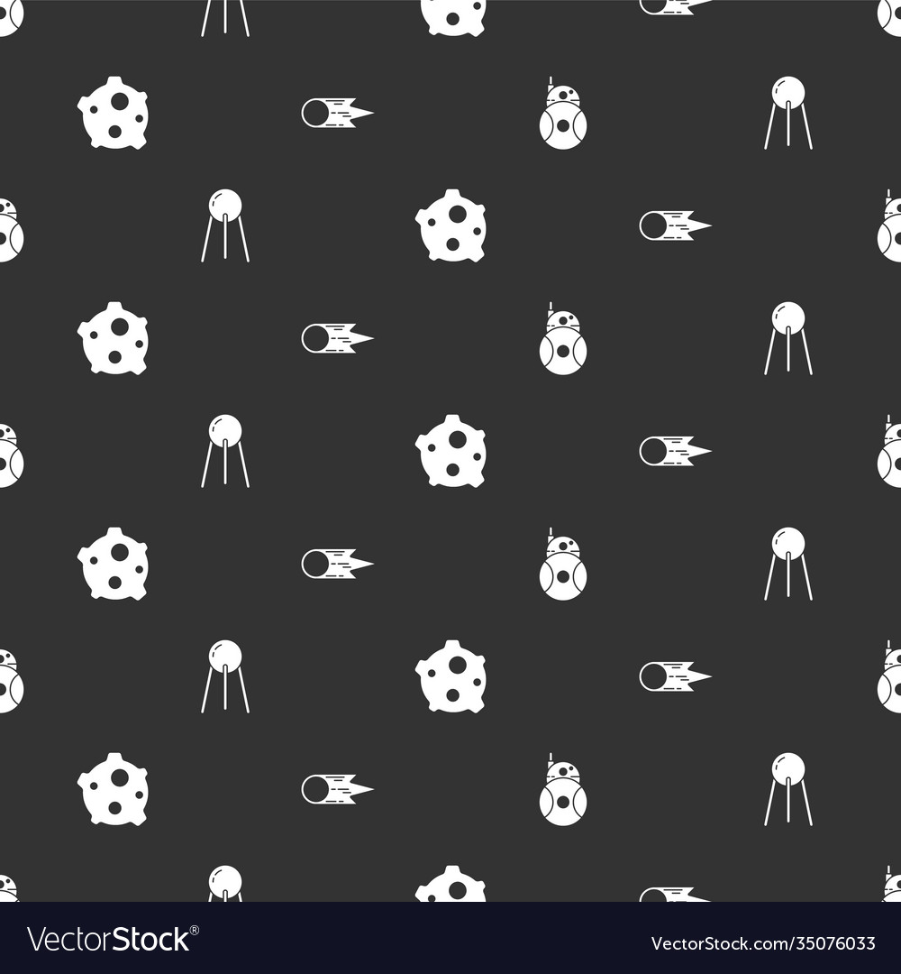Set robot satellite asteroid and comet falling Vector Image Set robot satellite asteroid and comet falling