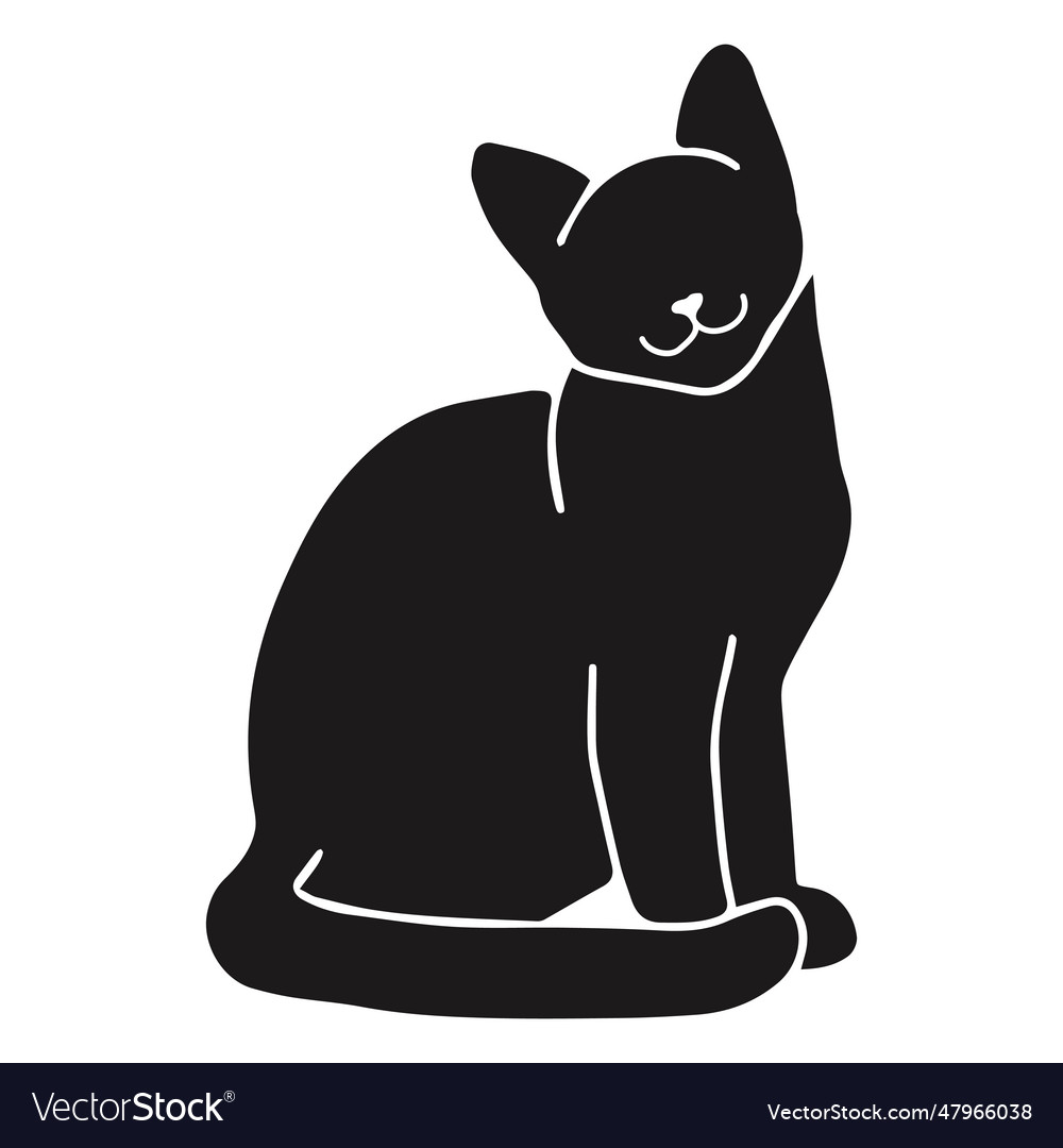 Cat sitting silhouette Royalty Free Vector Image