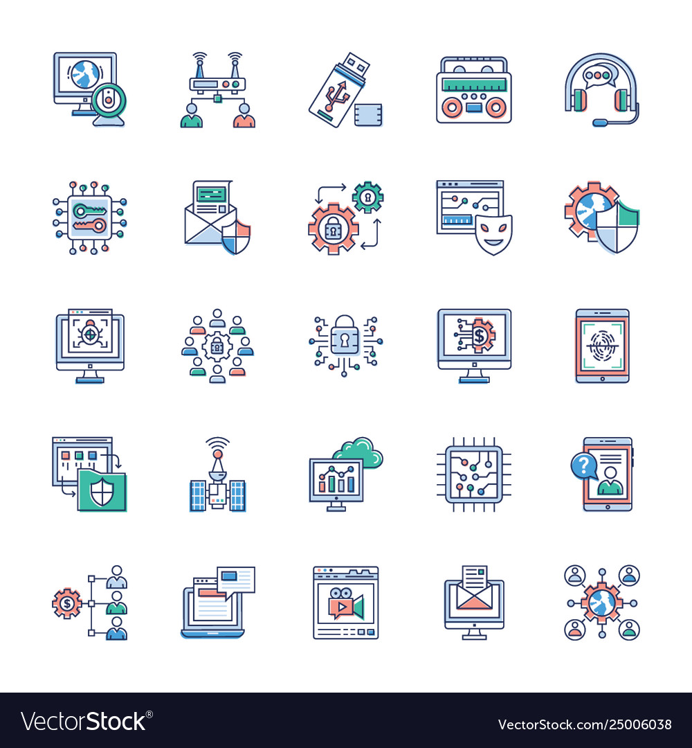 Collection modern technology icons