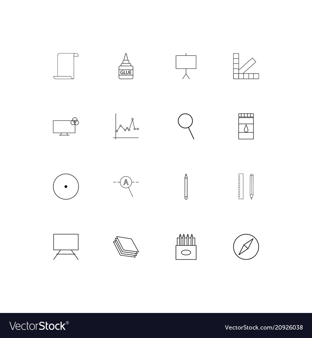 Creative process and design linear thin icons set