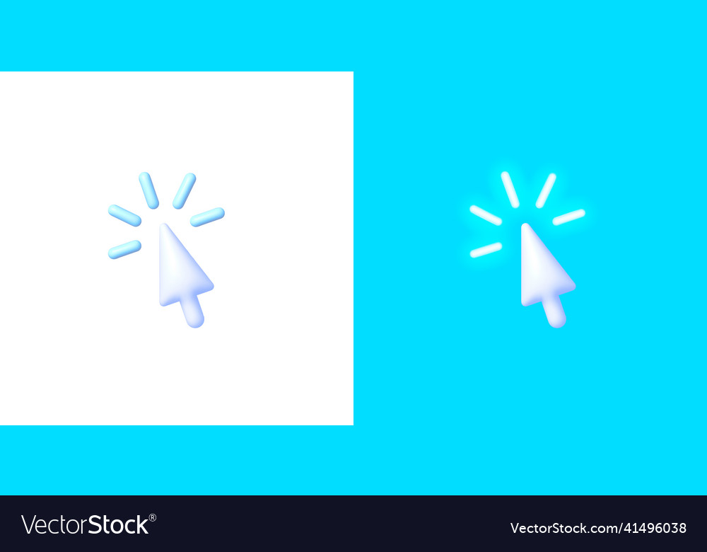Cursor neon in 3d style on blue background arrow vector image Cursor neon in 3d style on blue background arrow