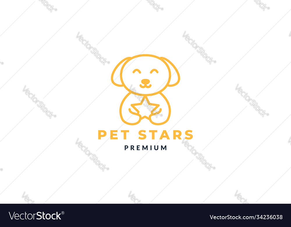 Dog or pet with star cute cartoon logo icon design