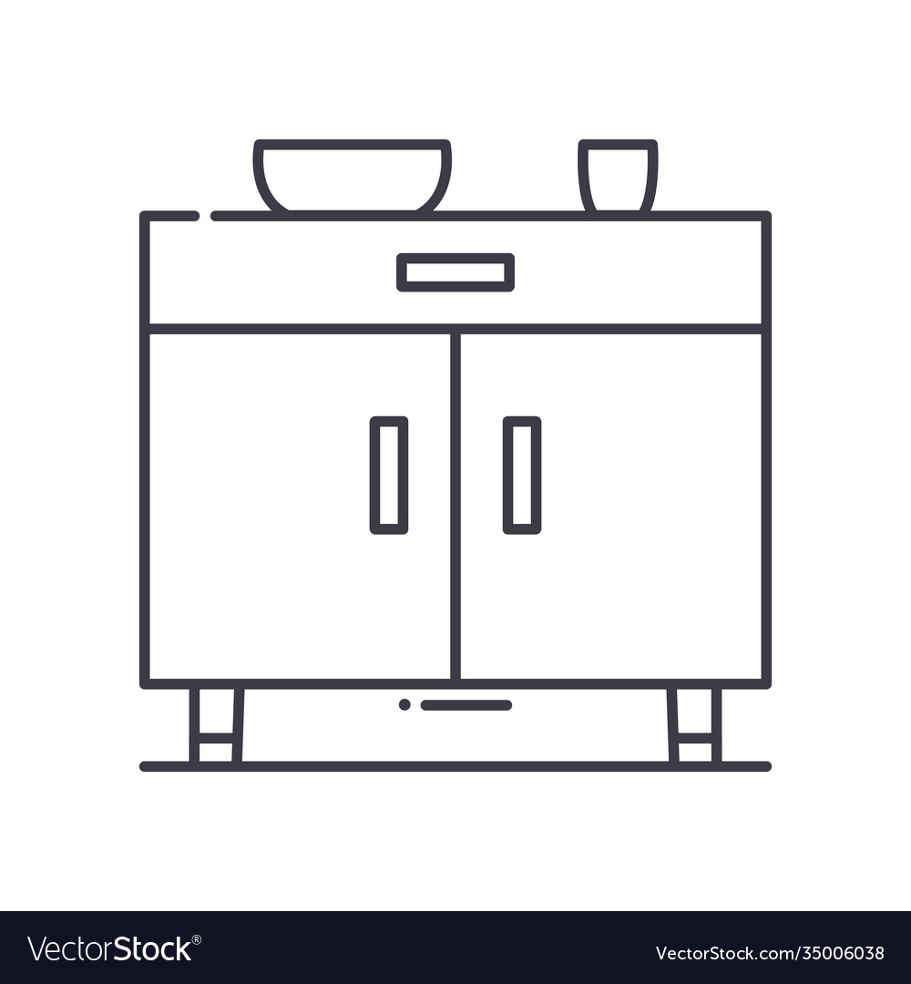 Drawer icon linear isolated thin vector image Drawer icon linear isolated thin