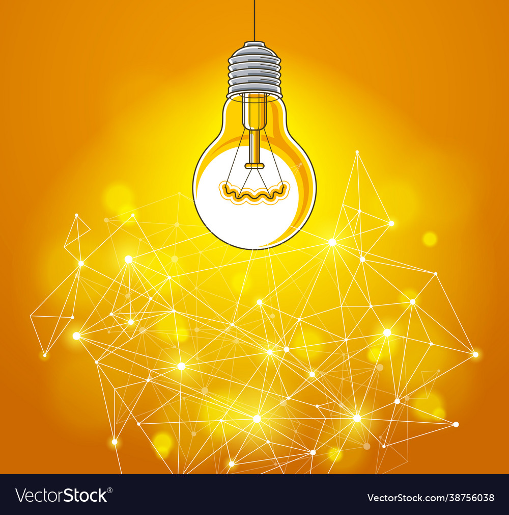 Light bulb and connection lines low poly design