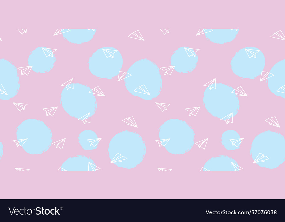 Pink and blue paper plane seamless repeat pattern Vector Image