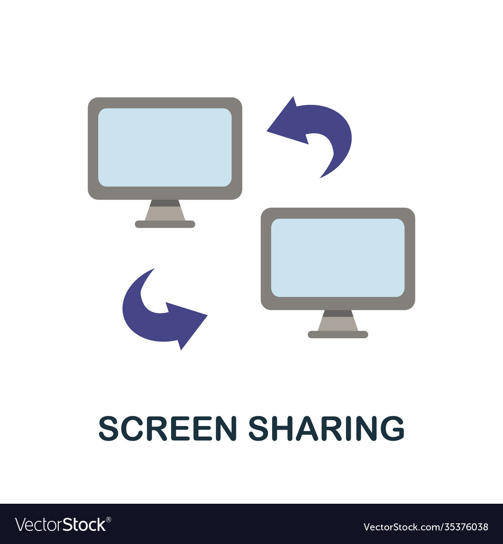 Screen sharing flat icon color simple element Vector Image