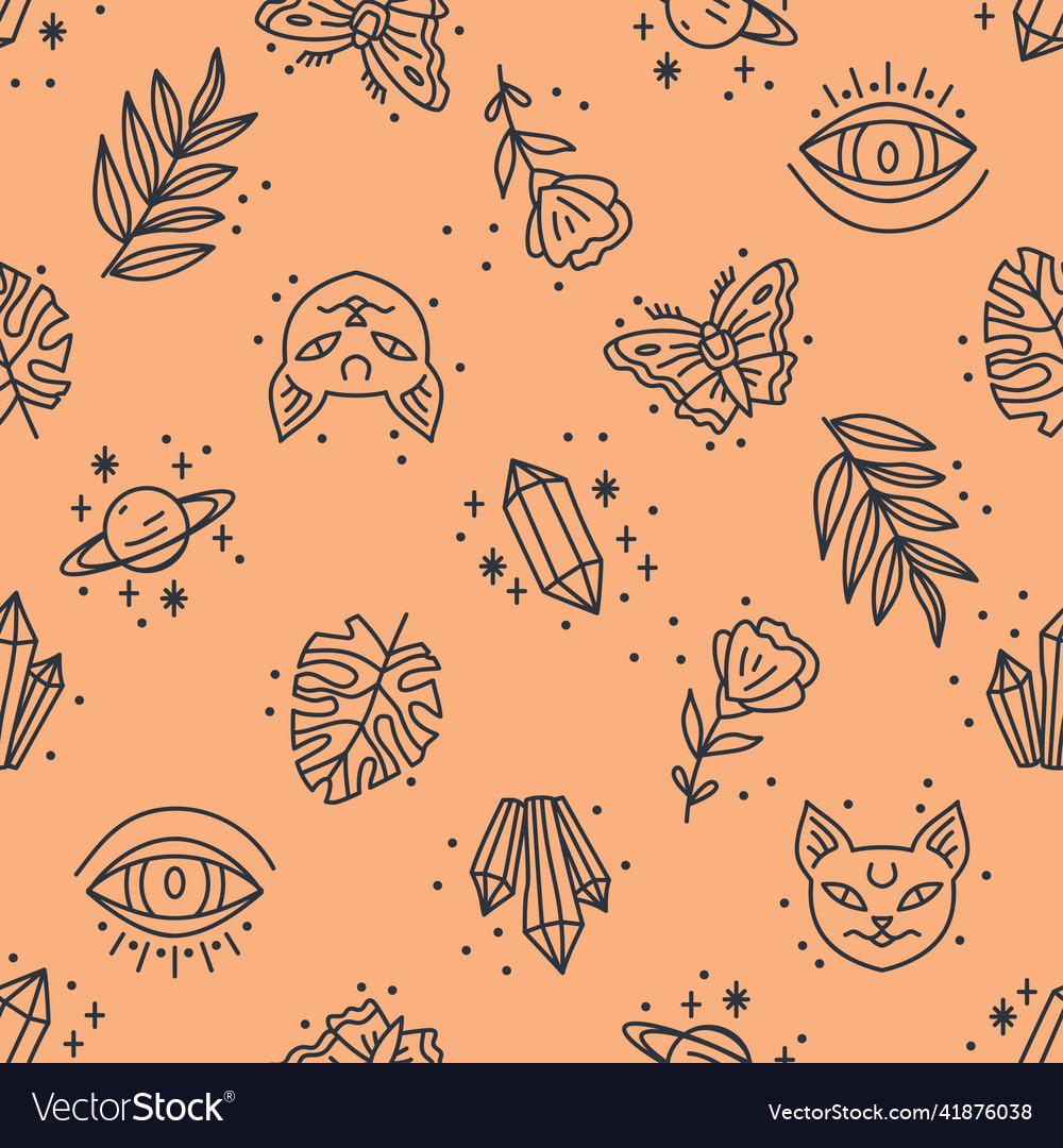 Seamless pattern with mystical boho elements vector image Seamless pattern with mystical boho elements