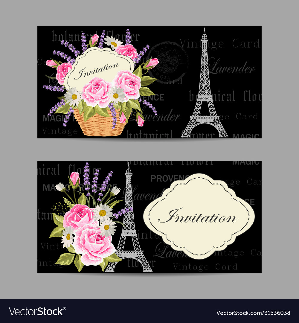 Set horizontal banners with eiffel tower vector image Set horizontal banners with eiffel tower
