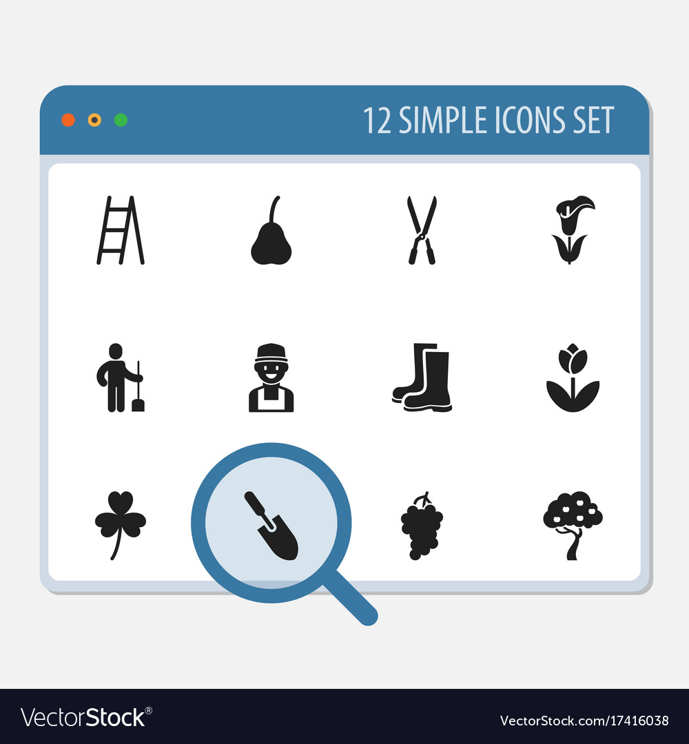 Set von 12 bearbeitbaren landwirtschaftlichen Icons umfasst