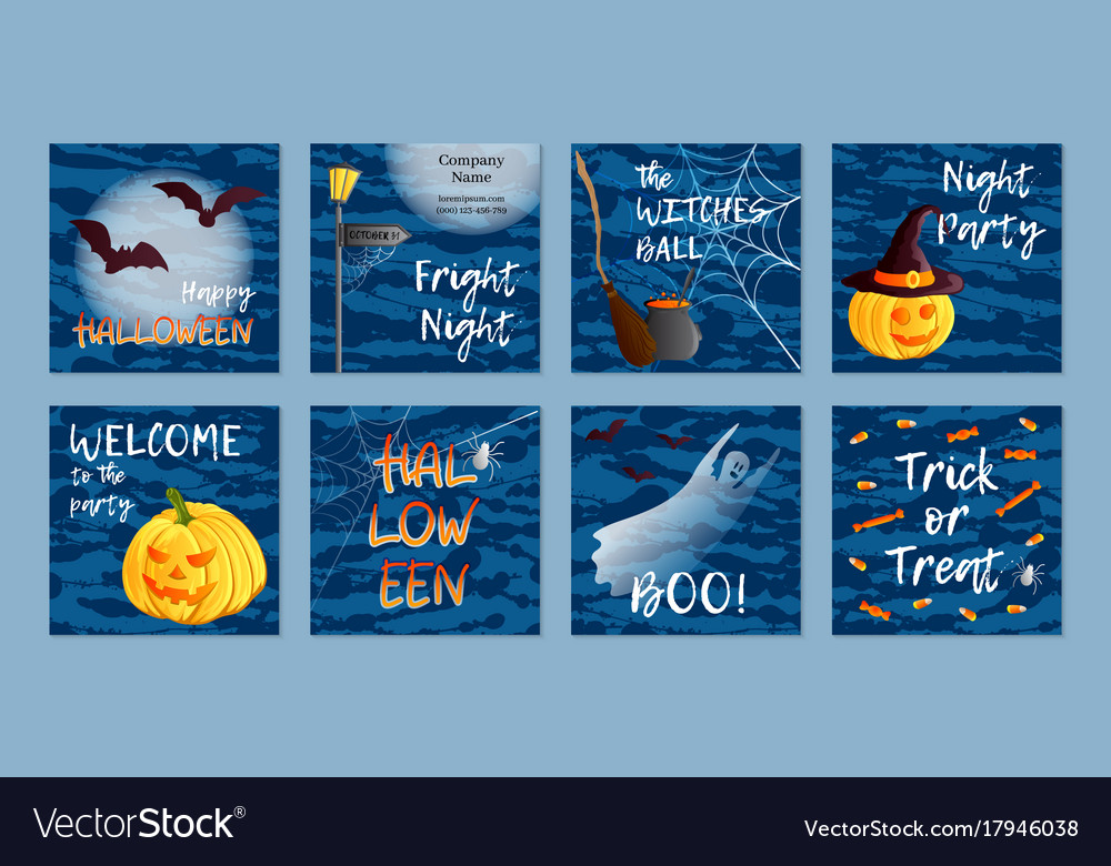 set of eight square postcards invitations vector image