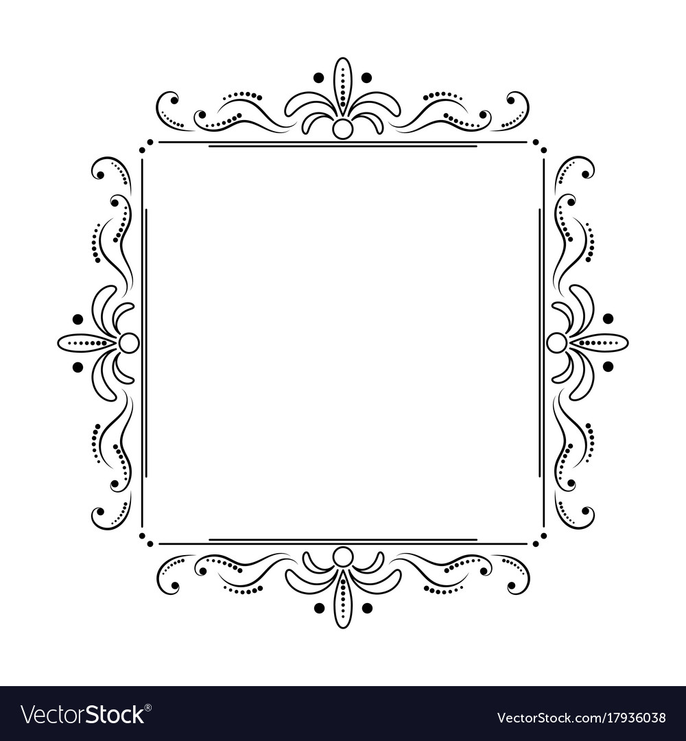 Square black elegant frame with swirls and dots