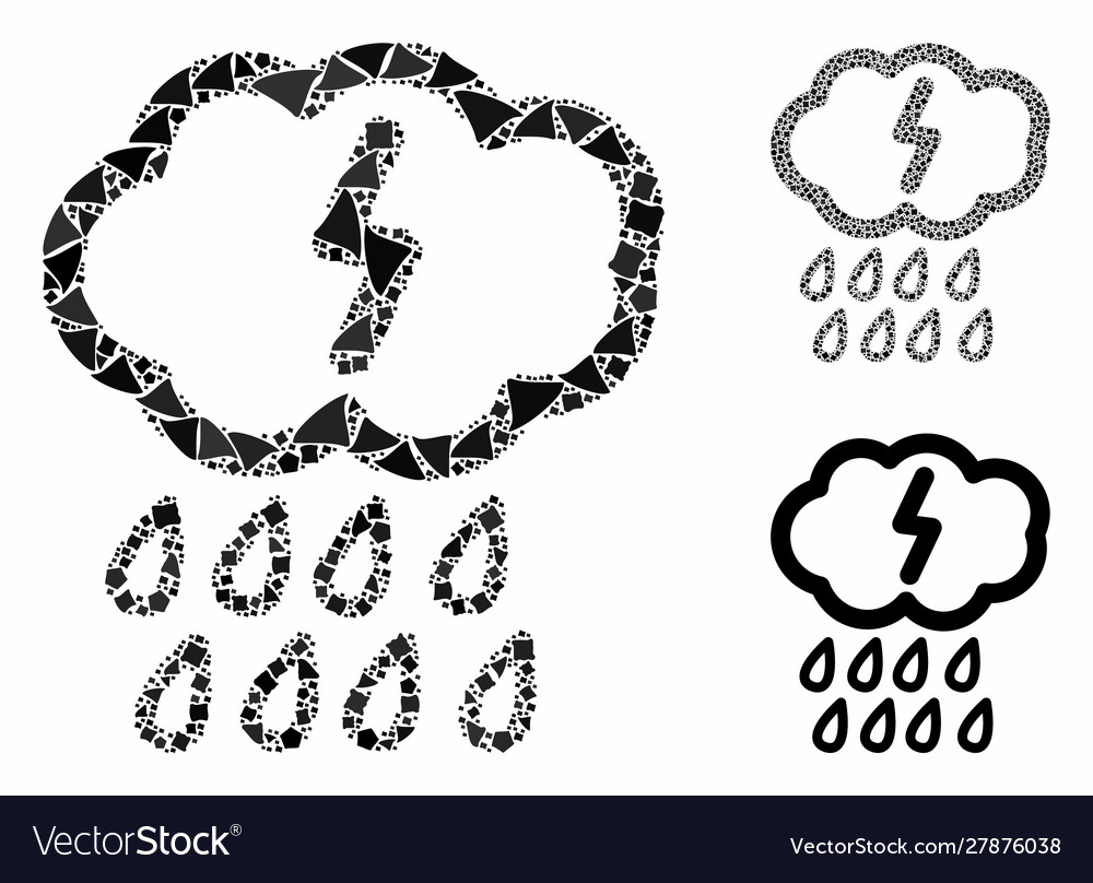 Thunderstorm mosaic icon humpy elements vector image Thunderstorm mosaic icon humpy elements